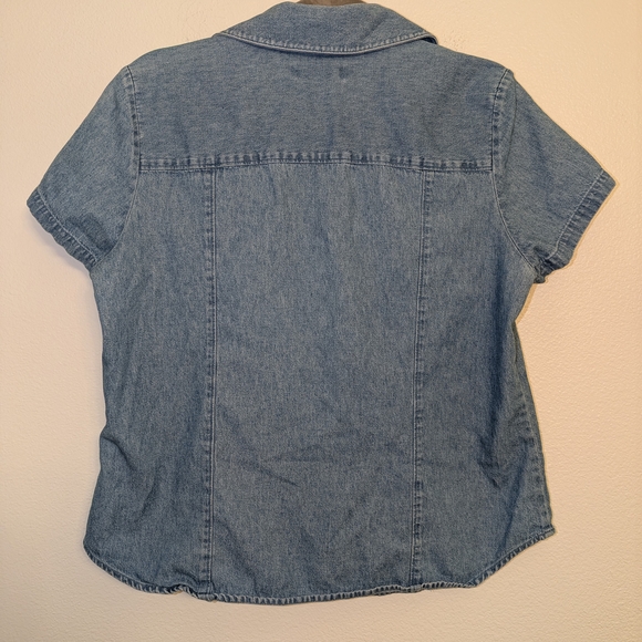 Karen Scott Denim Button Down Top - Picture 4 of 4